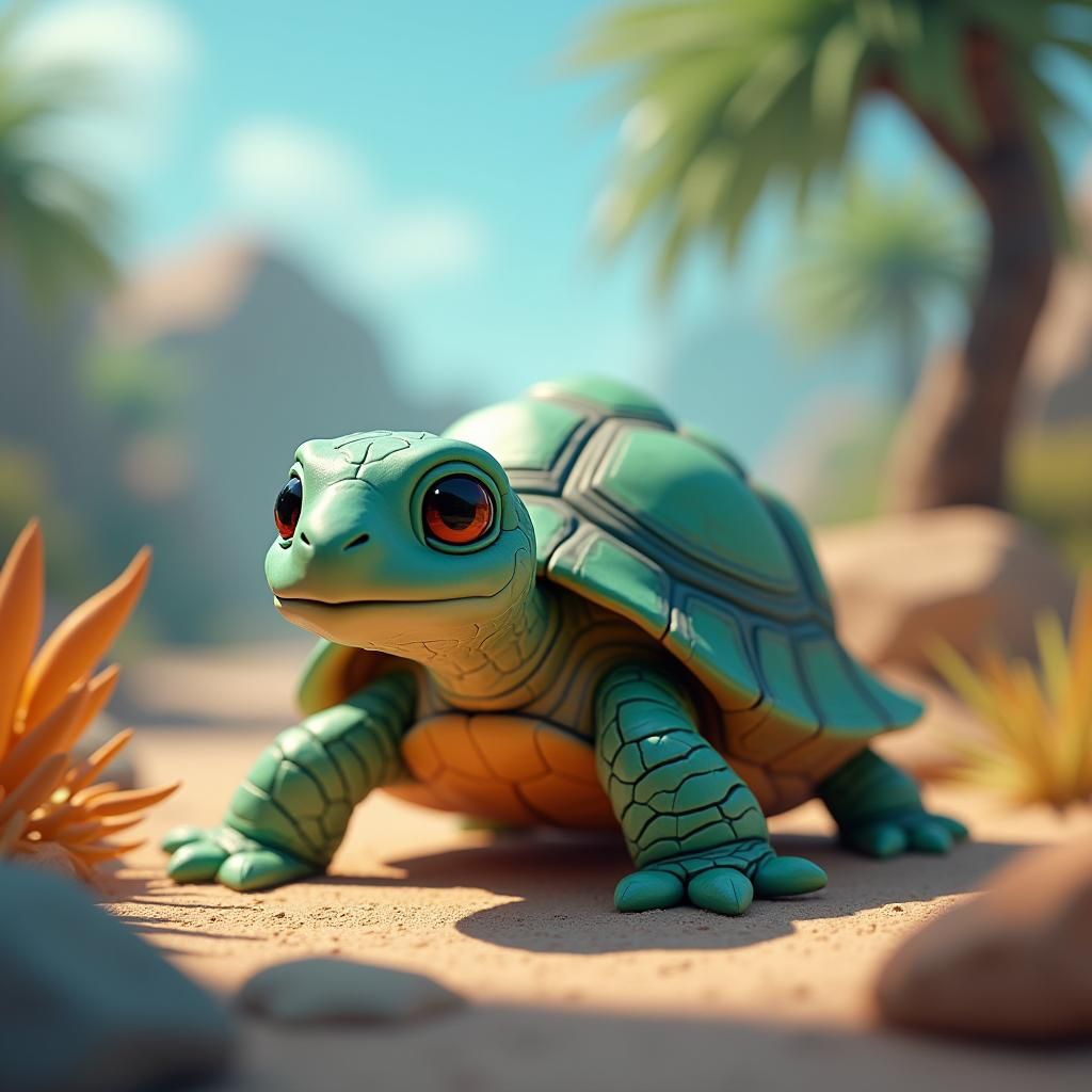 Whimsical Turtle in Richly Detailed Pixel Art