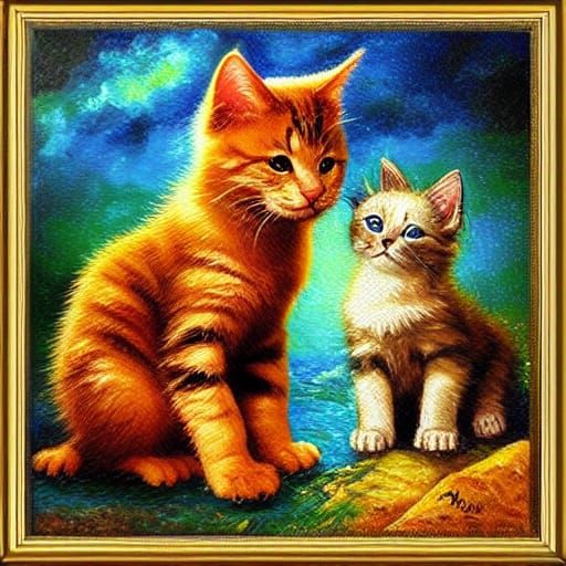 Puppy and Kitten: Epic Cinematic Digital Painting