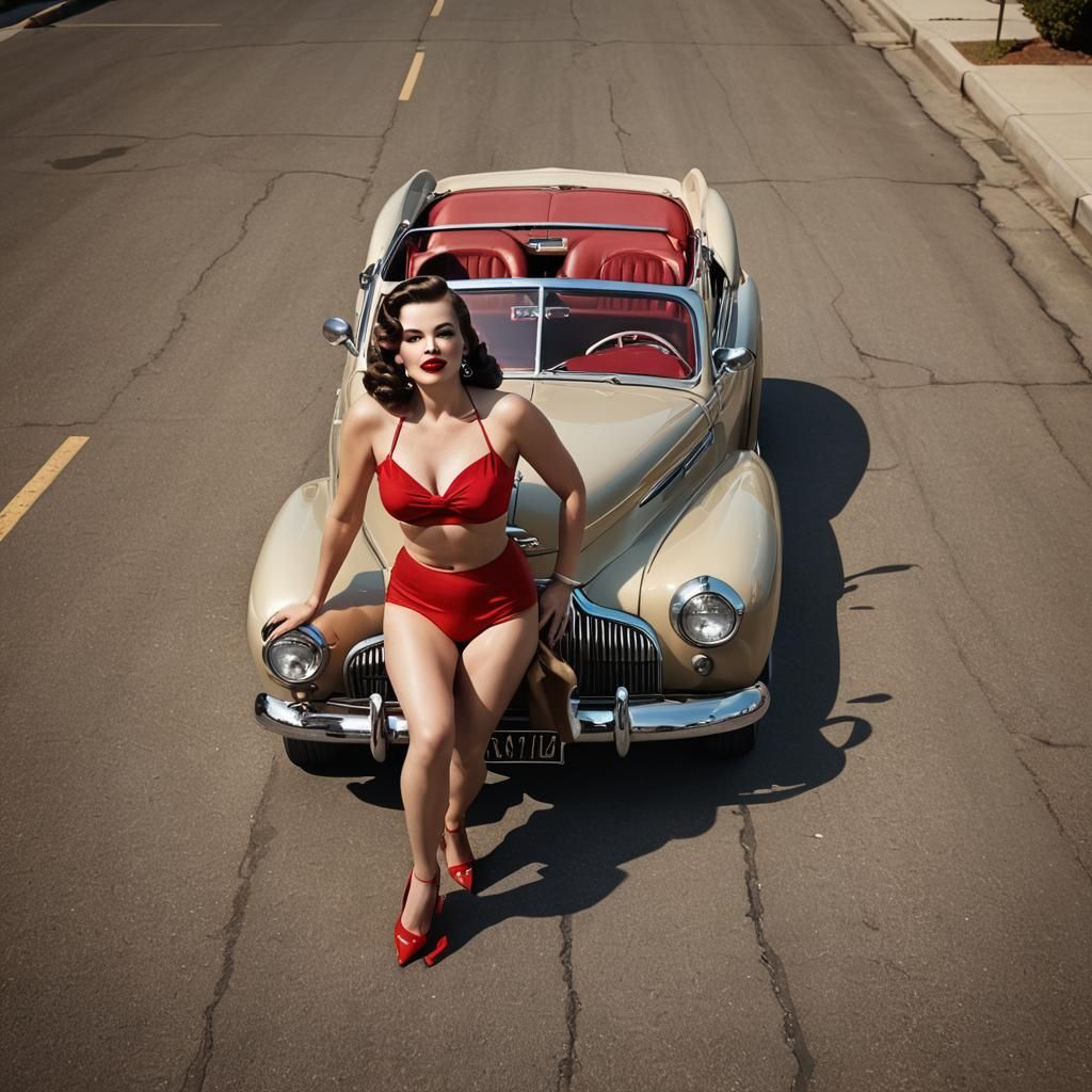 Glamorous Retro Pinup Model in Art Deco Style