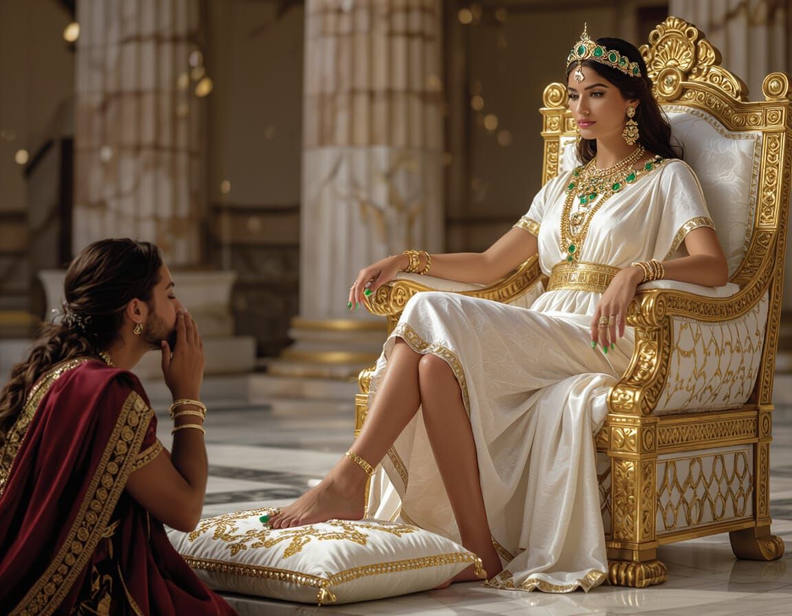 Greek Goddess on Throne in Temple, Professional Photography