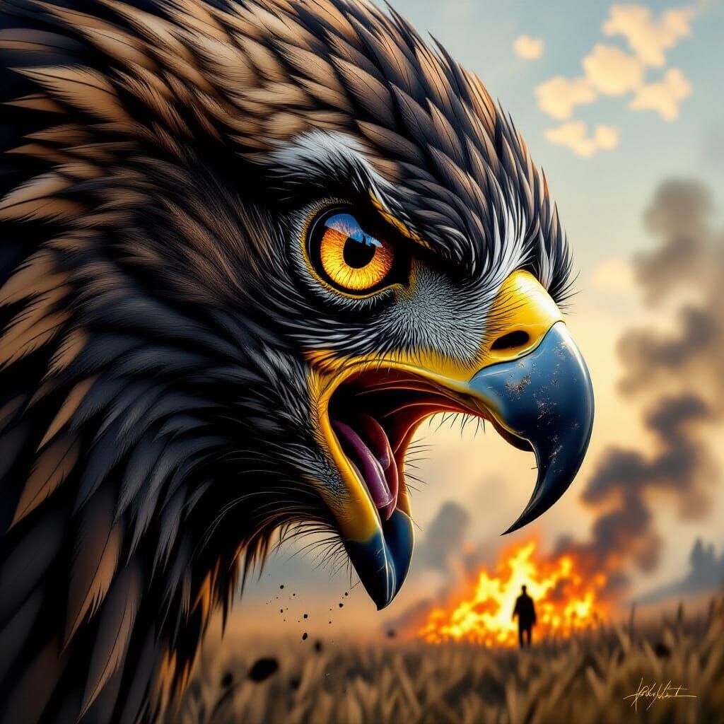 Golden Eagle's Intense Eye: Molten Gold Iris, Primal Retribu...