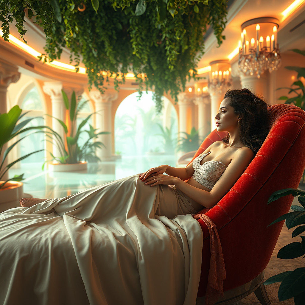 Dreamlike Spa Scene in Hyper-Realistic Style