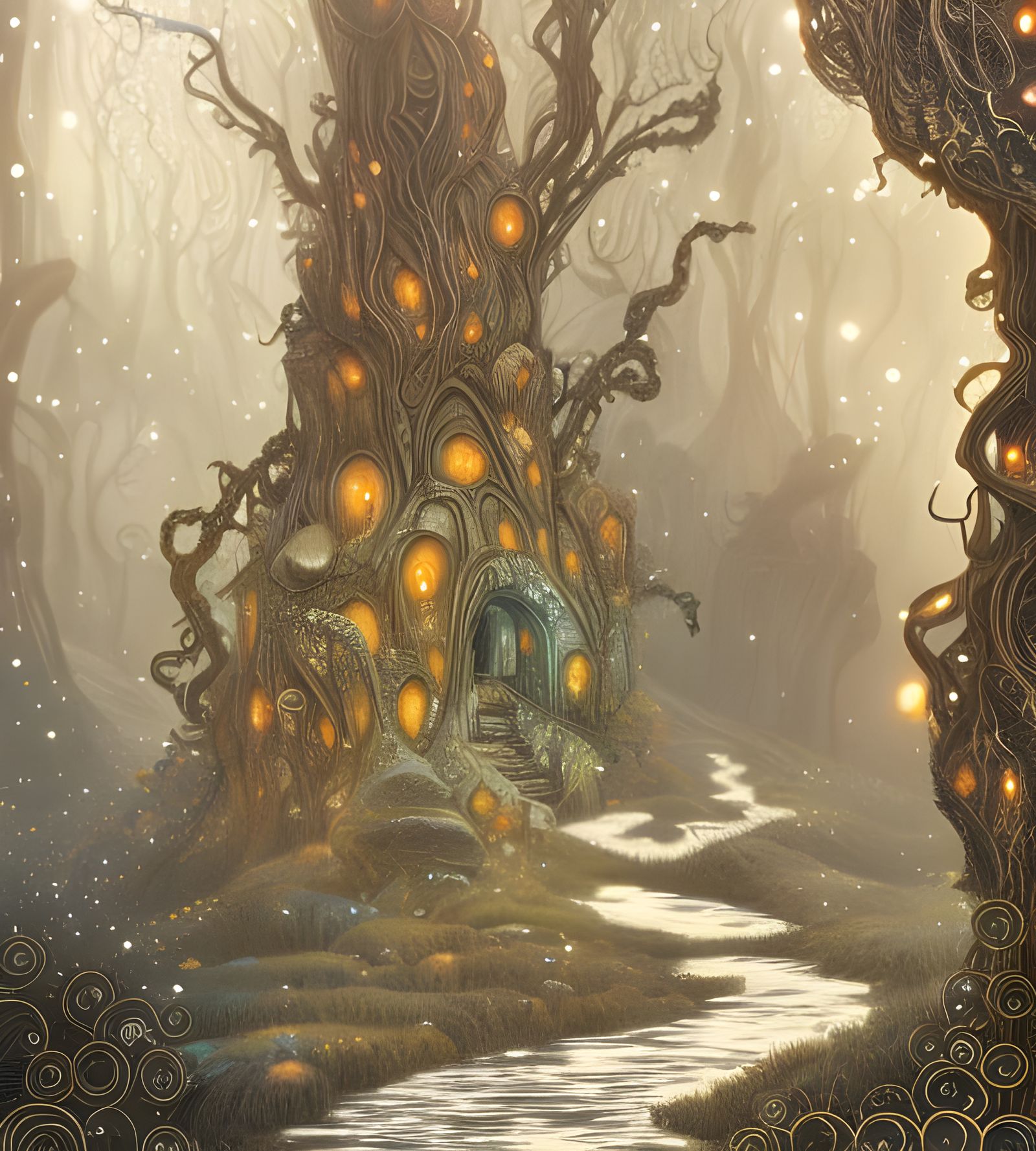 Haunted Forest Troll Shack with Luminous Crystals