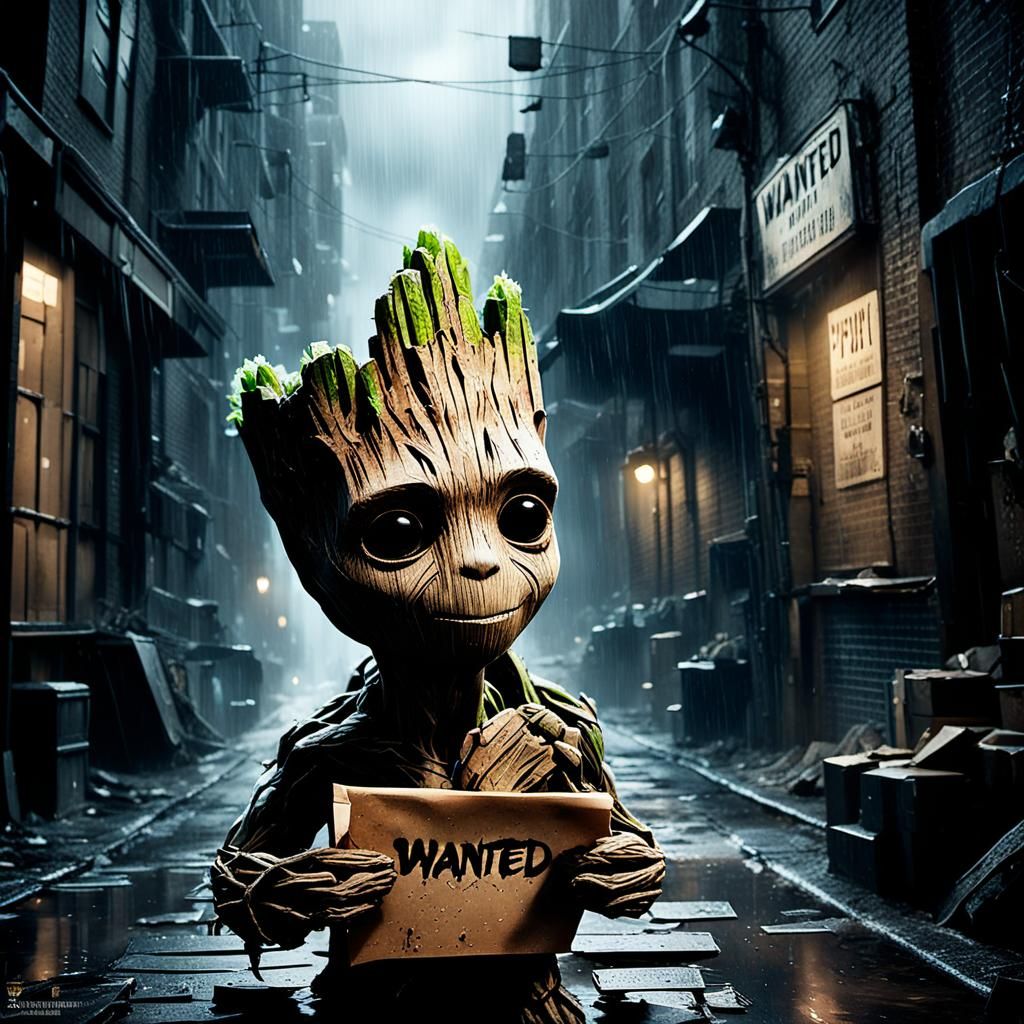 A worn paper wanted Poster with a white border of groot sayi...