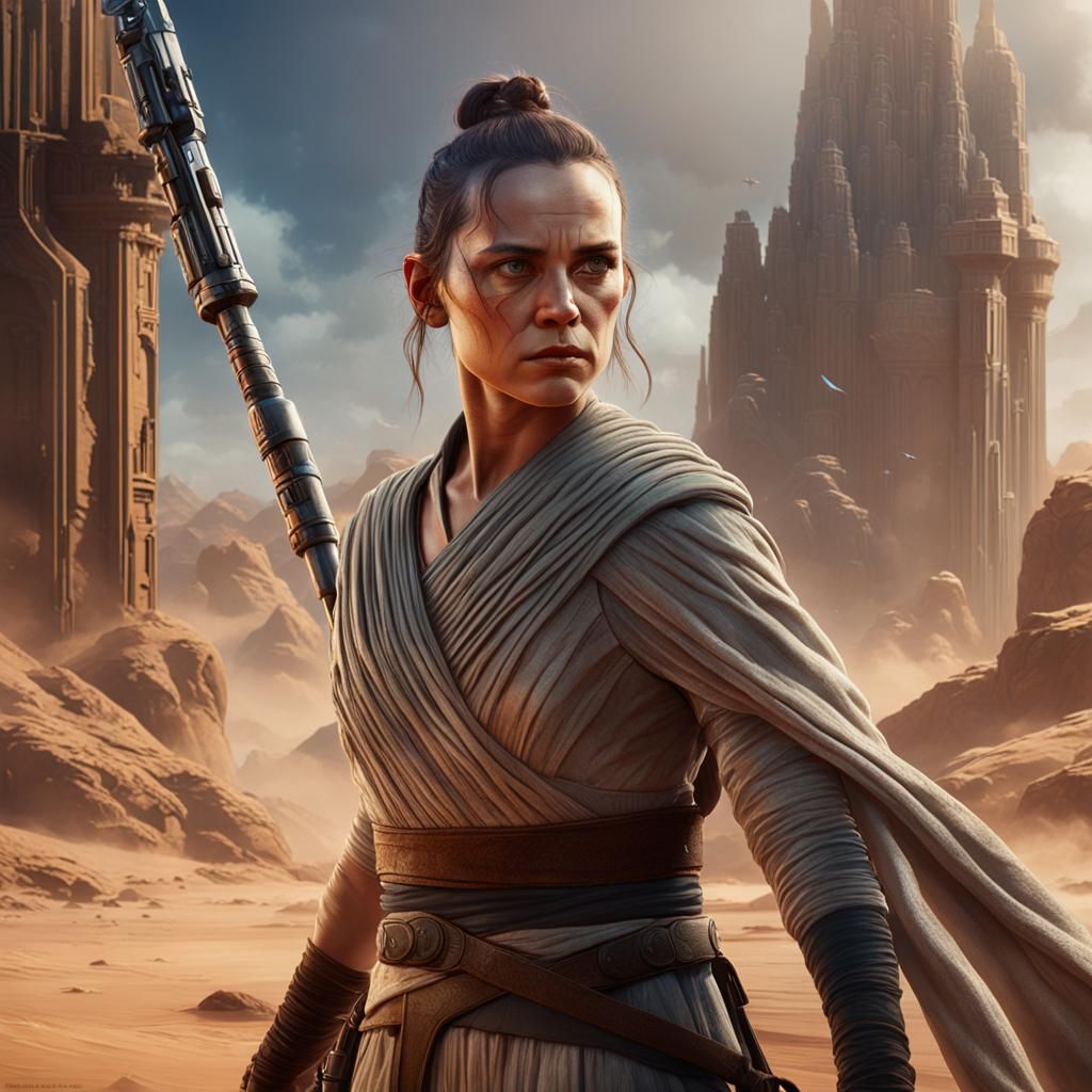 Detailed Matte Painting of Rey Skywalker
