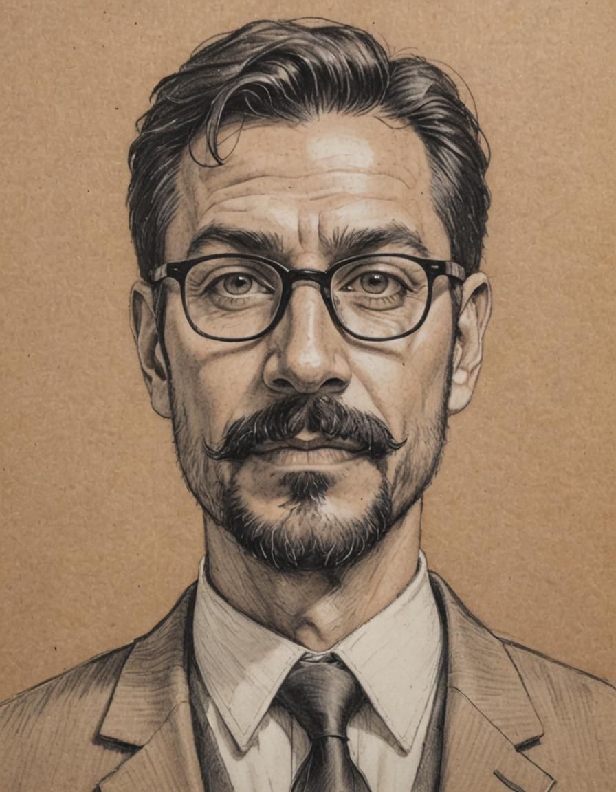 Police Sketch: Man with Glasses and Suit