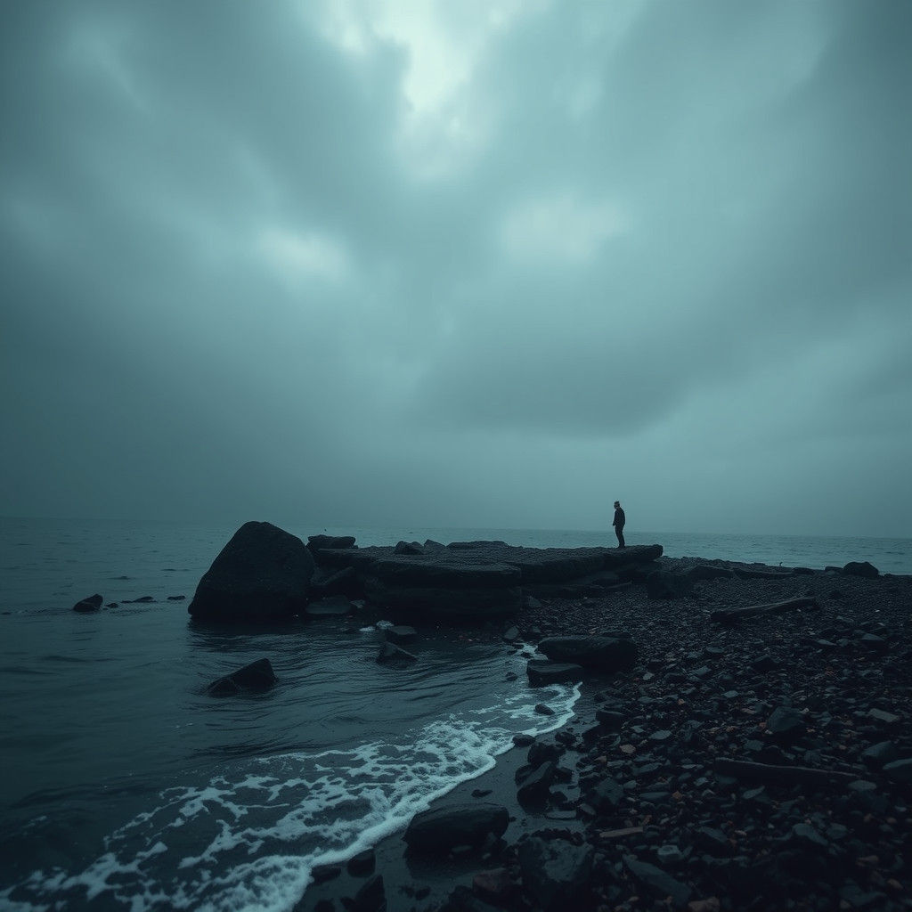 Mysterious Shape Emerges From Darkness on Shoreline