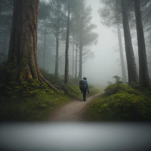 Hyper-Realistic Sci-Fi Hiker and Ancient Robot