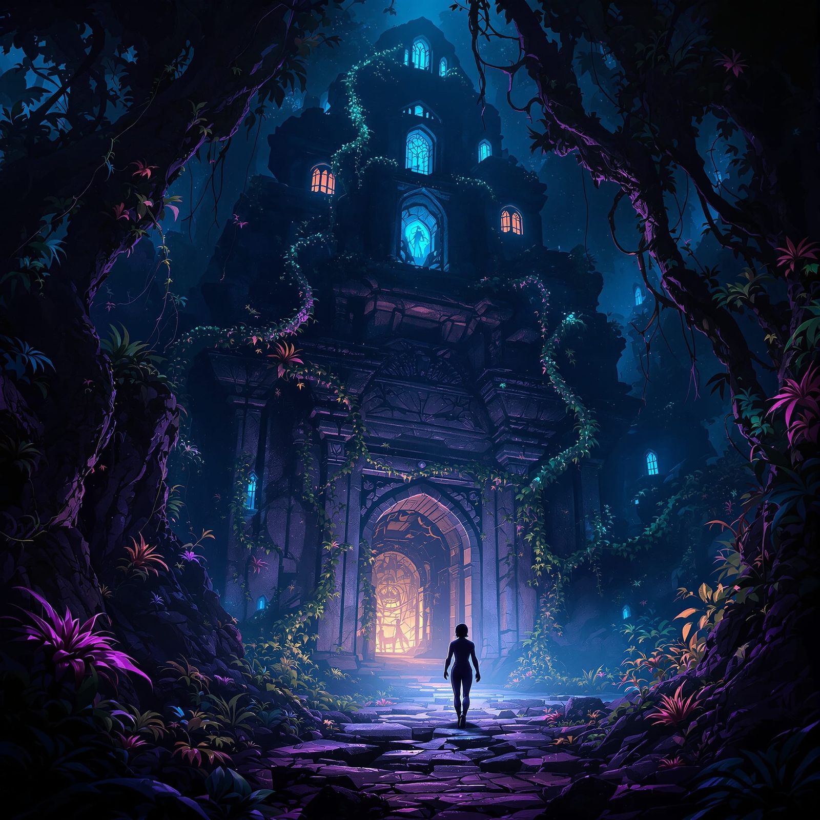 Bioluminescent Jungle Temple Discovery