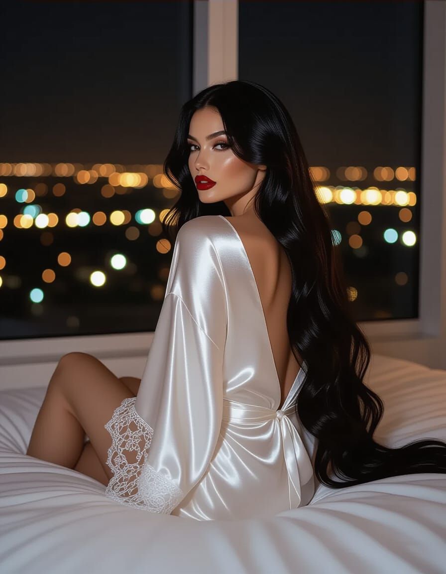 "A captivating portrait of a supermodel with long, flowing b...