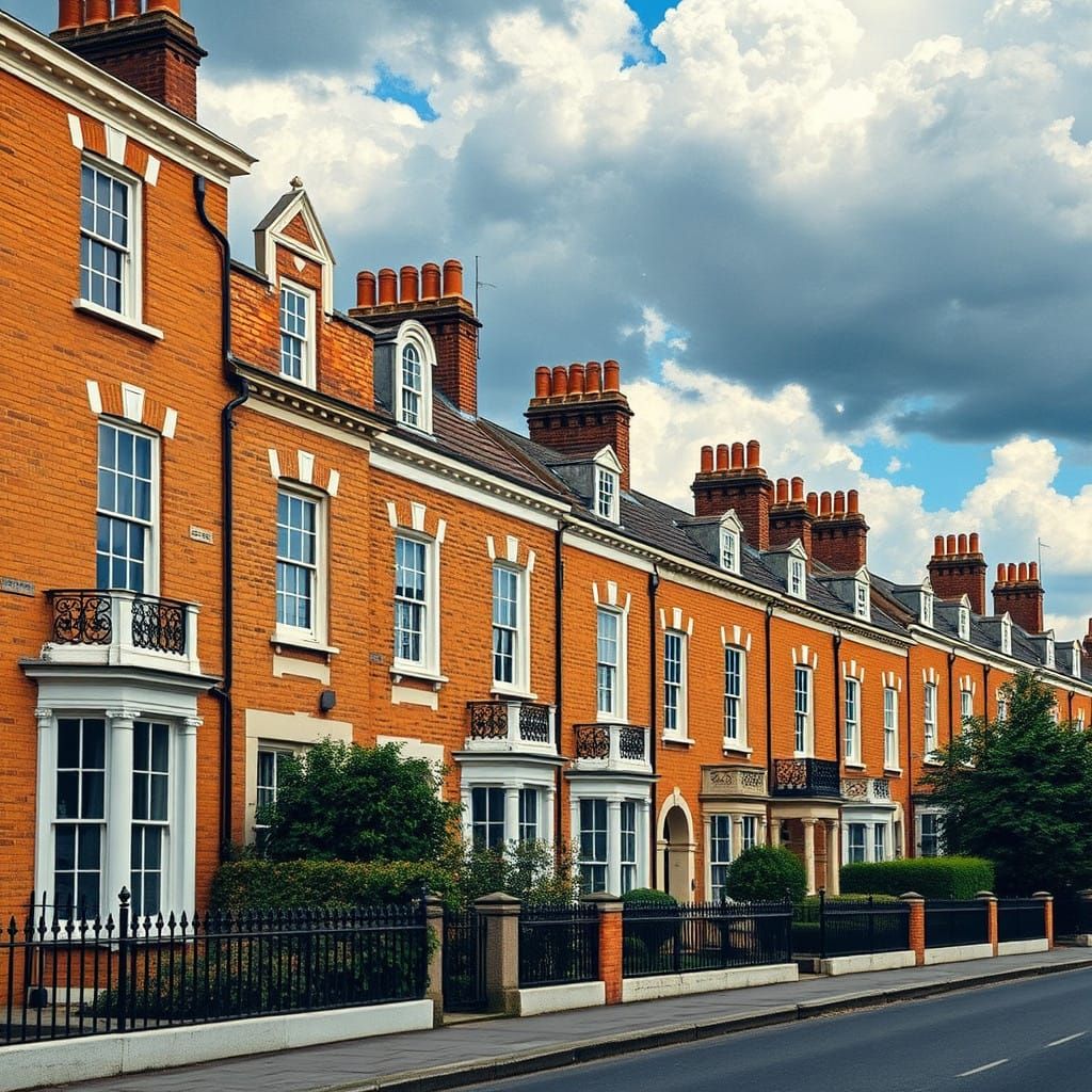 Victorian Oakham Terrace Houses in Warm Golden Light