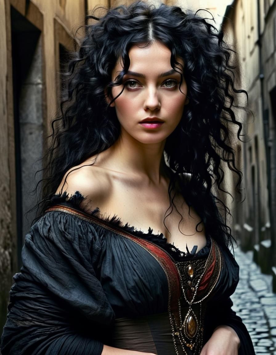 Surreal Goddess with Rembrandt Lighting in Alley