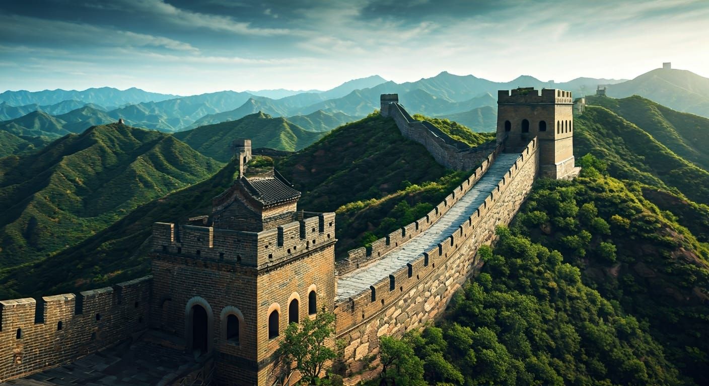 Great Wall of China: Hyperrealistic Mountain View