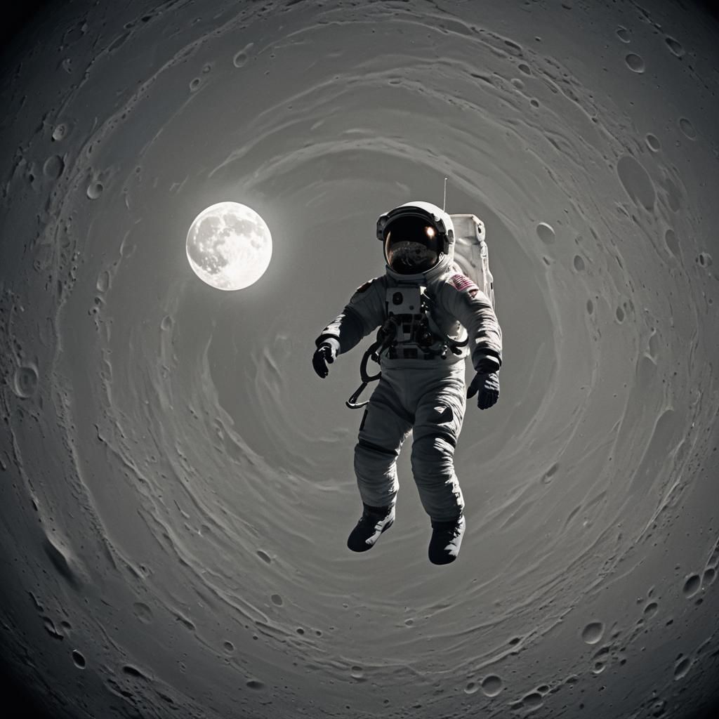 Astronaut Silhouetted by the Moon in Space