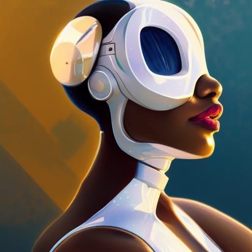 Robotic Woman Relaxing by the Pool: Artstation Portrait