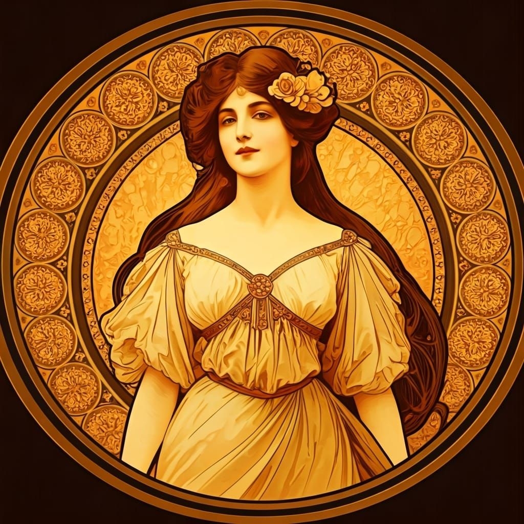 Elegant Woman in Art Nouveau Style Portrait
