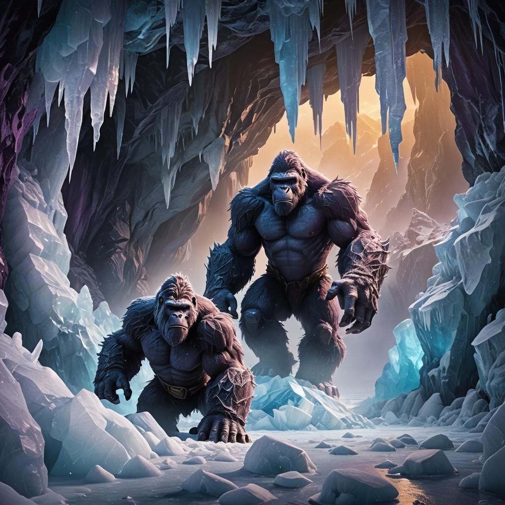 Frozen Purple King Kong in Ice Cave