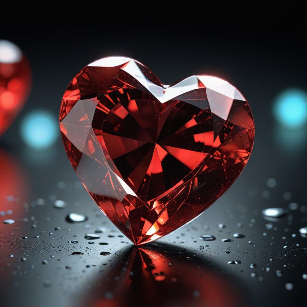 Hyperrealistic Heart-Shaped Ruby in Bioluminescent Glory