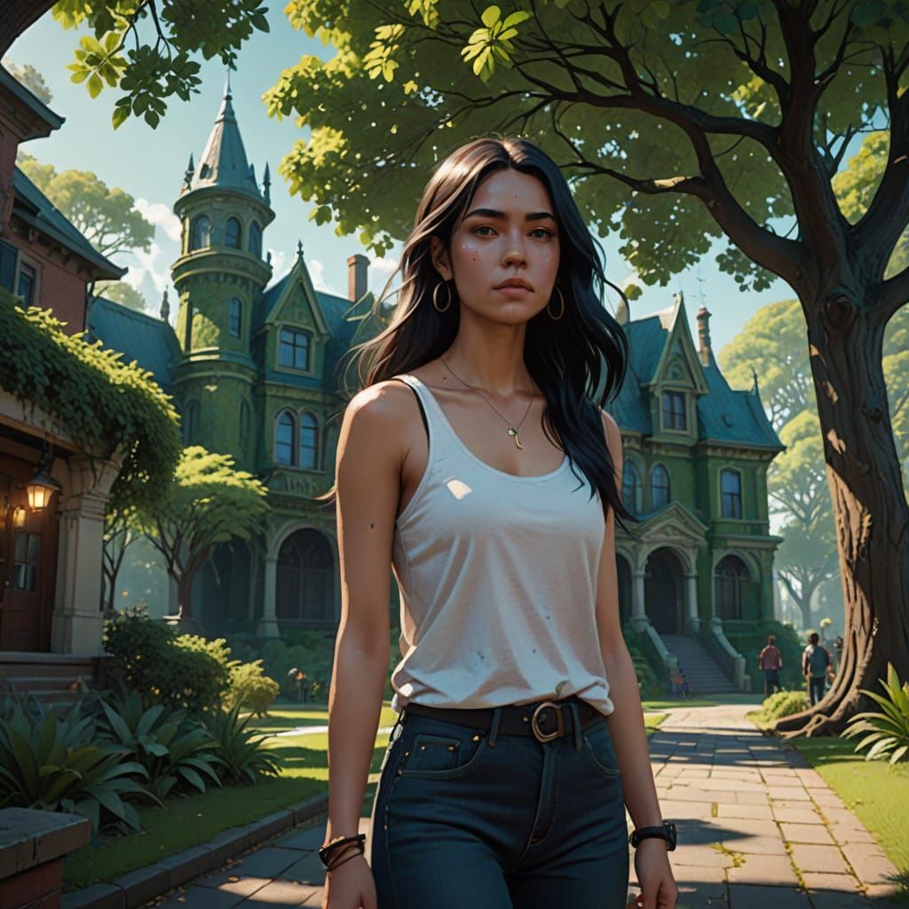 Young Woman Embodies College Campus Fantasy