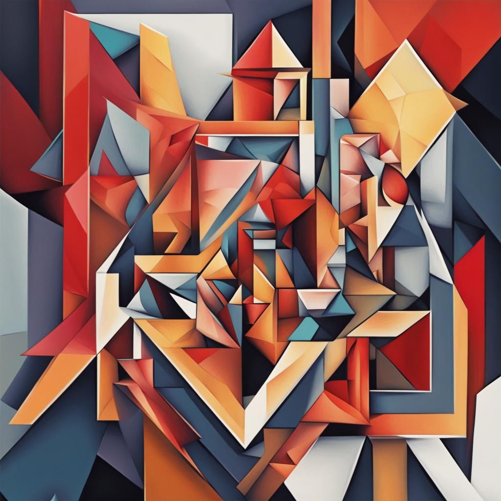 Cubist Christmas Card in Geometric Fauvism Style