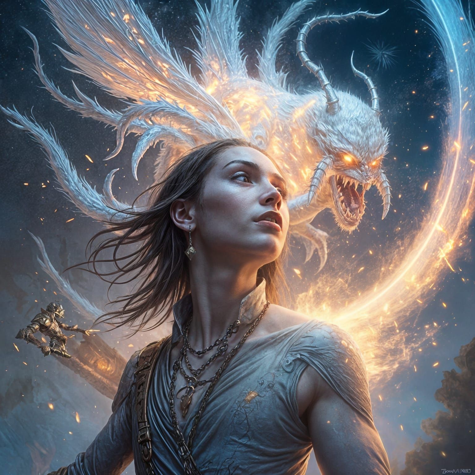 Fantasy warrior fighting creatures from other dimensions that only he can see  the creatures are insect like and savage