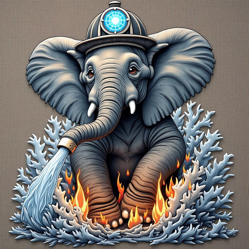 Elephant Firefighter Extinguishes Blaze in Hyperreal 3D