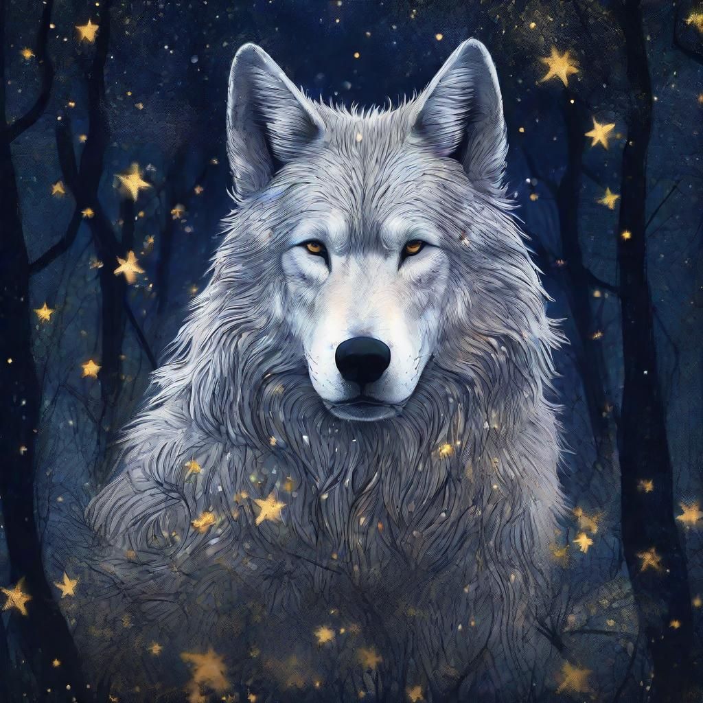 Wolf Man in Forest: Fantasy Illustration in Tolkien Style