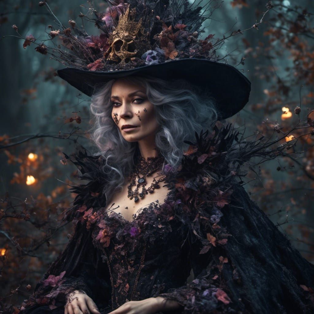 Creepy Witch Queen in Hyperreal Style