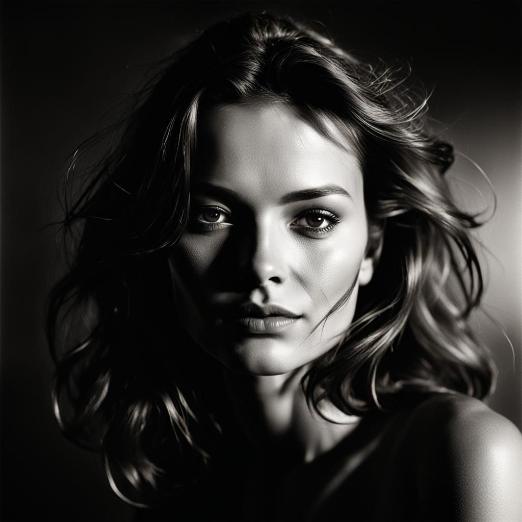 Elegant Woman in Black and White: Film Noir Portrait