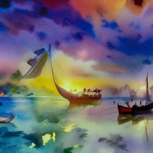 Impressionist Gouache Painting with Thick Brushstrokes