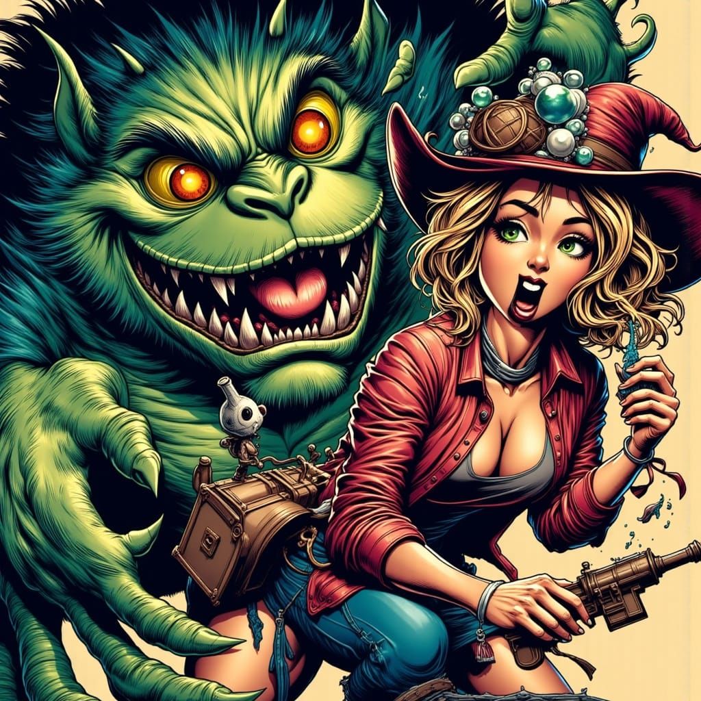 Fearsome Alley Monster in Comic Art Style