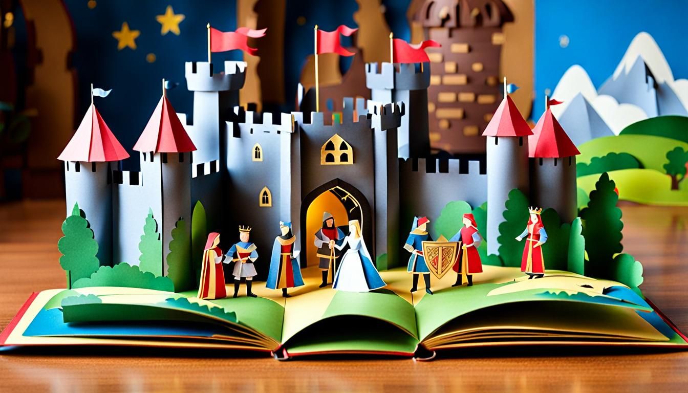 Medieval Pop-Up Book Scene in Children's Style