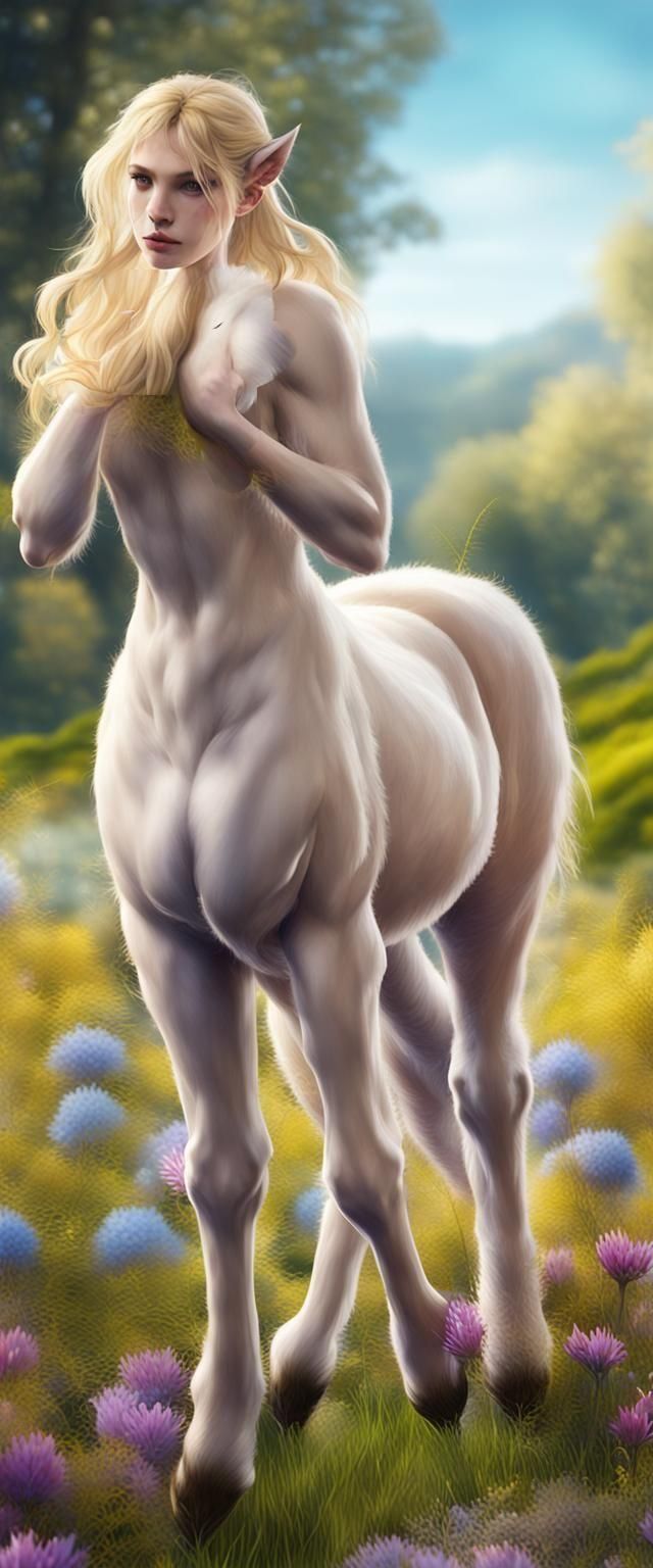 Fantasy Centaur in Spring Meadow: Detailed Digital Art