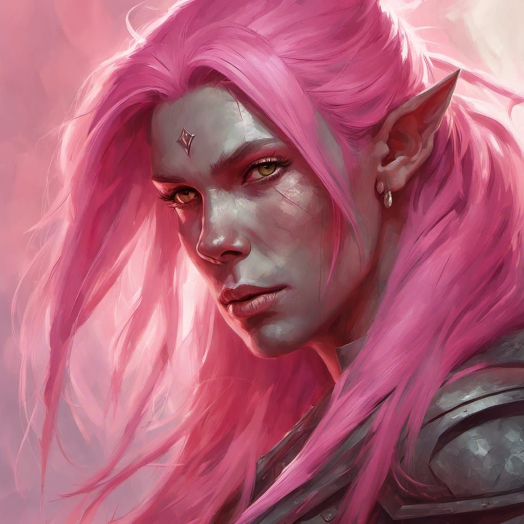 Half-Orc Woman Portrait in Hyperdetailed Fantasy Style