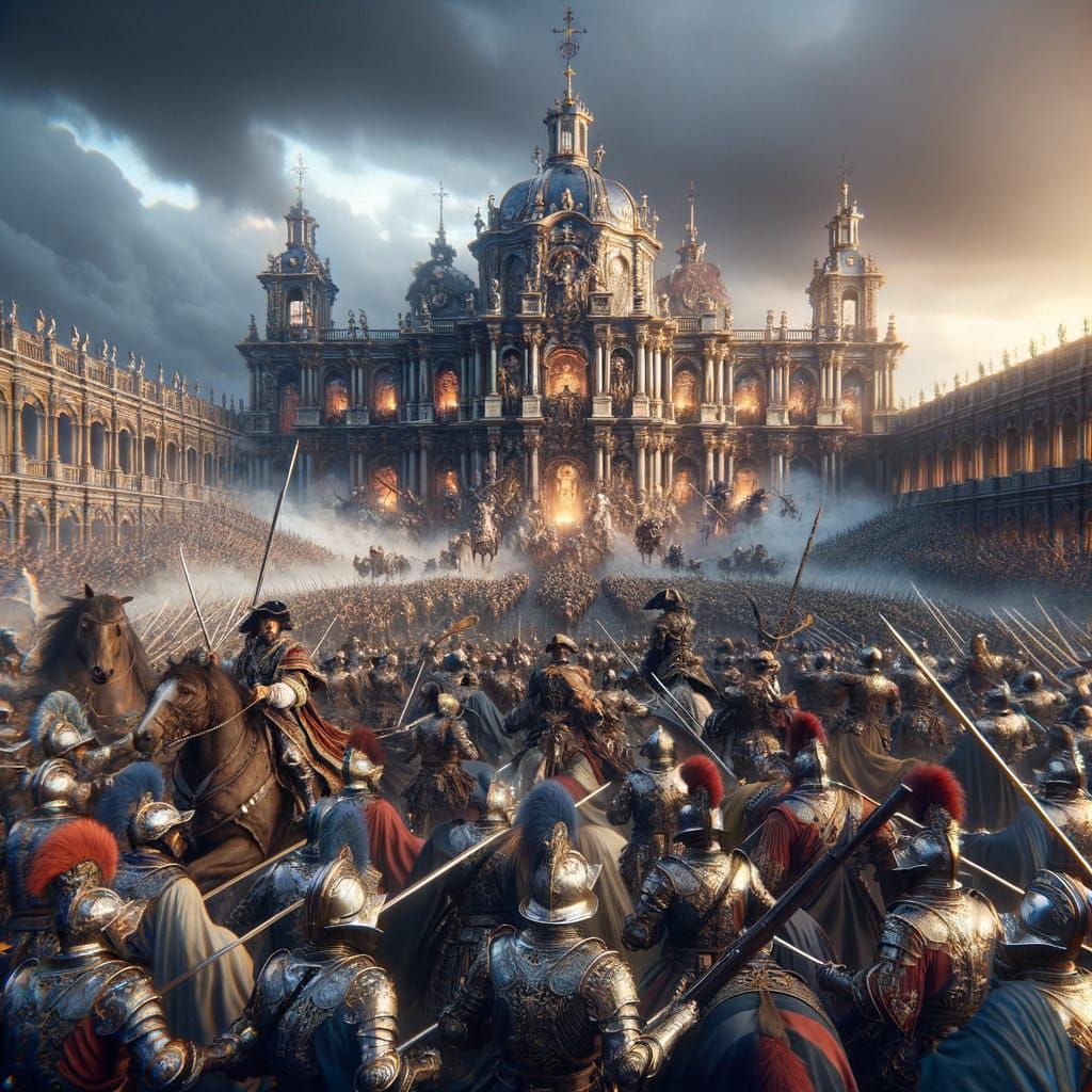Epic Baroque Battle of Knights and Musketeers