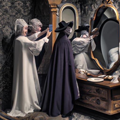 TAKING SELFIES IN A BATHROOM MIRROR