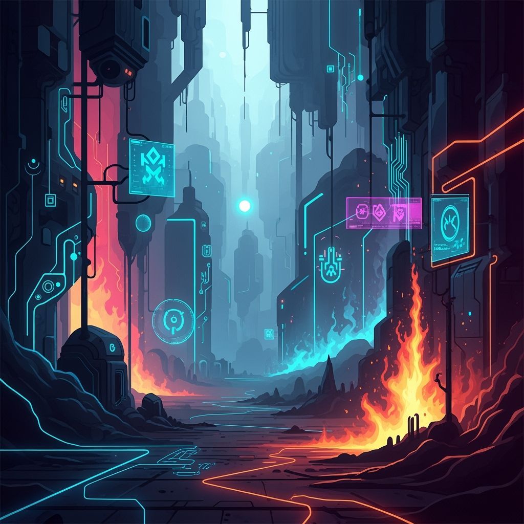 Abstract Shapes with Vibrant Colors in Digital Art