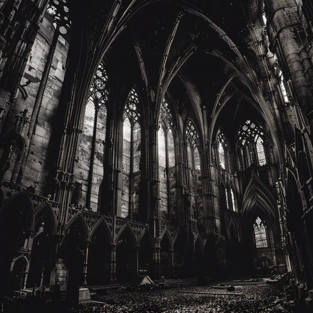 Haunting Gothic Cathedral Under Starlit Night