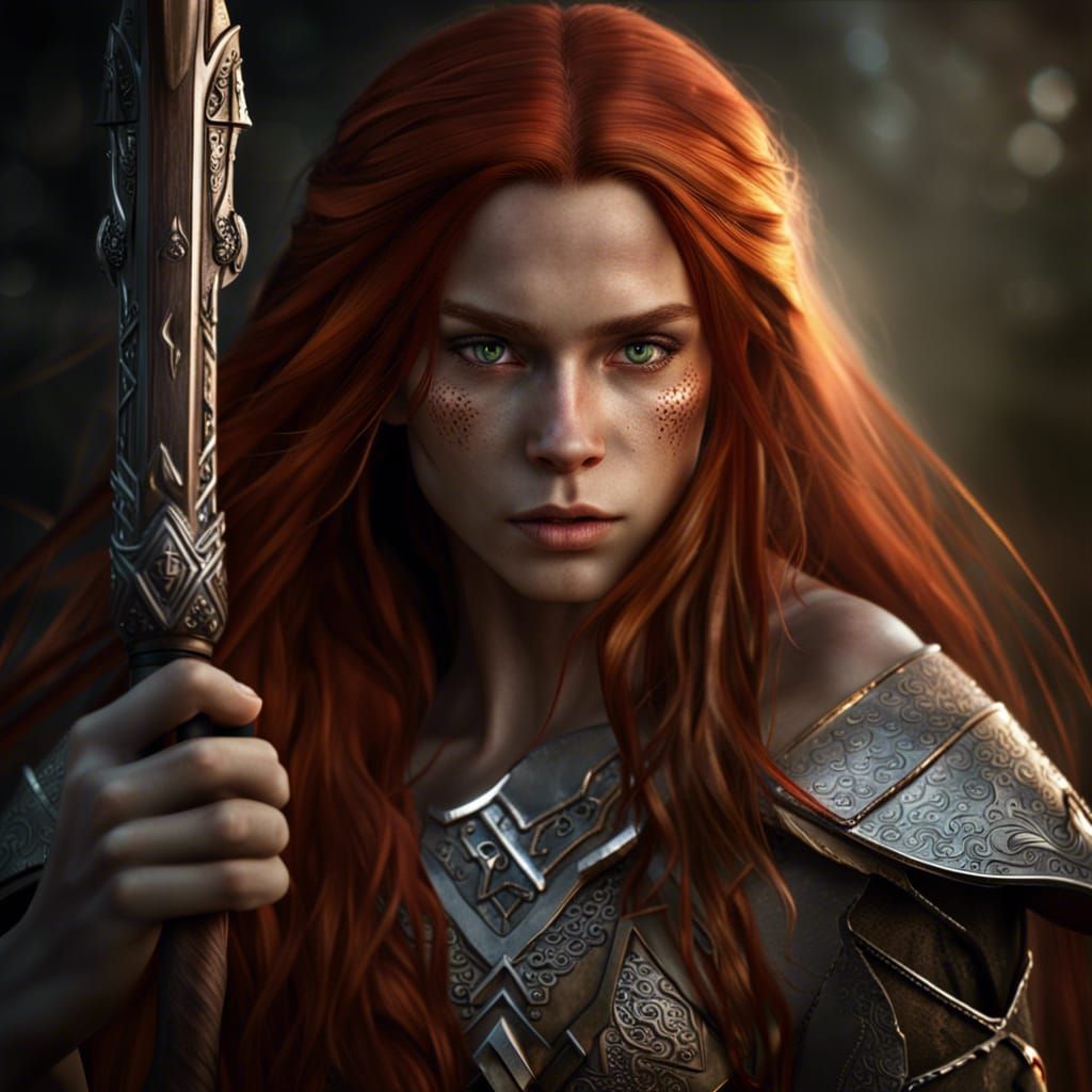 Hyperrealistic Elf Warrior with Weapons in Armor