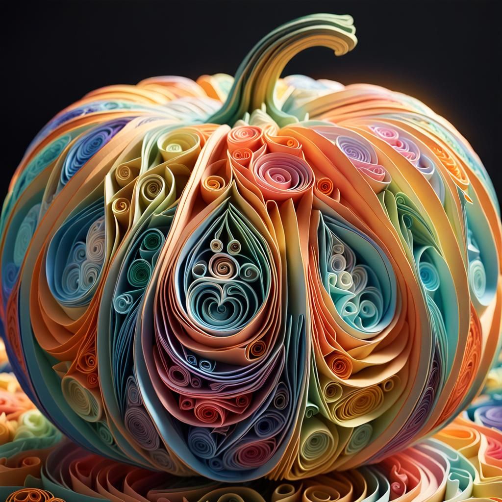 Rainbow Pumpkin Carving in Op Art Style