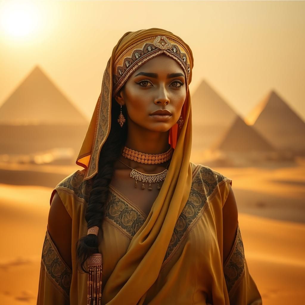 Sahara Desert Woman in Golden Light