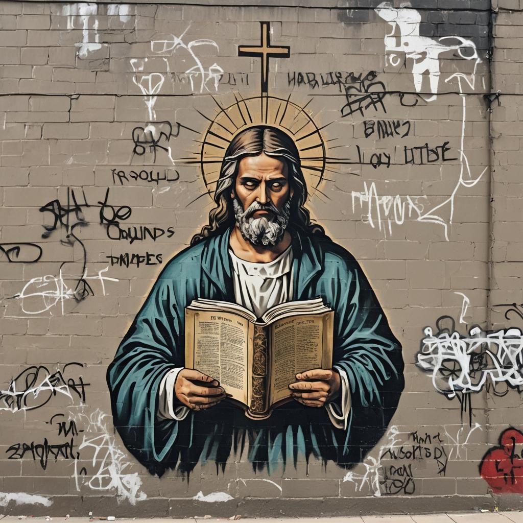 Graffiti Art: The Holy Bible on Downtown Wall