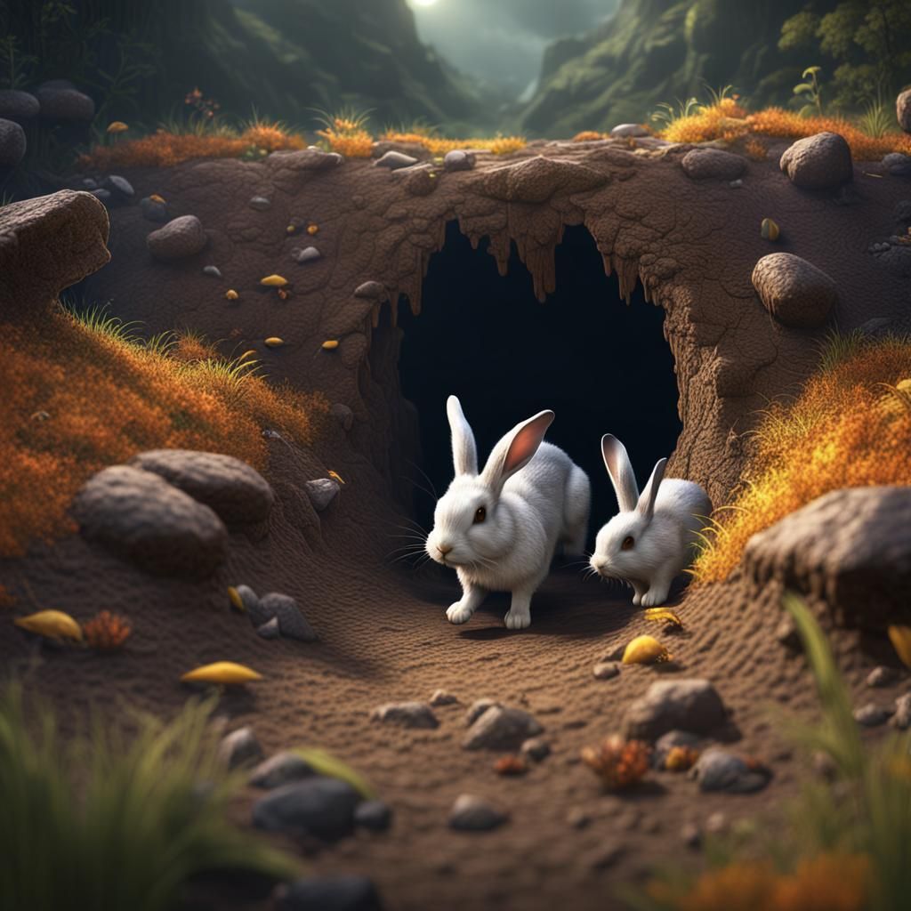 Rabbits Emerge: Detailed Matte Painting