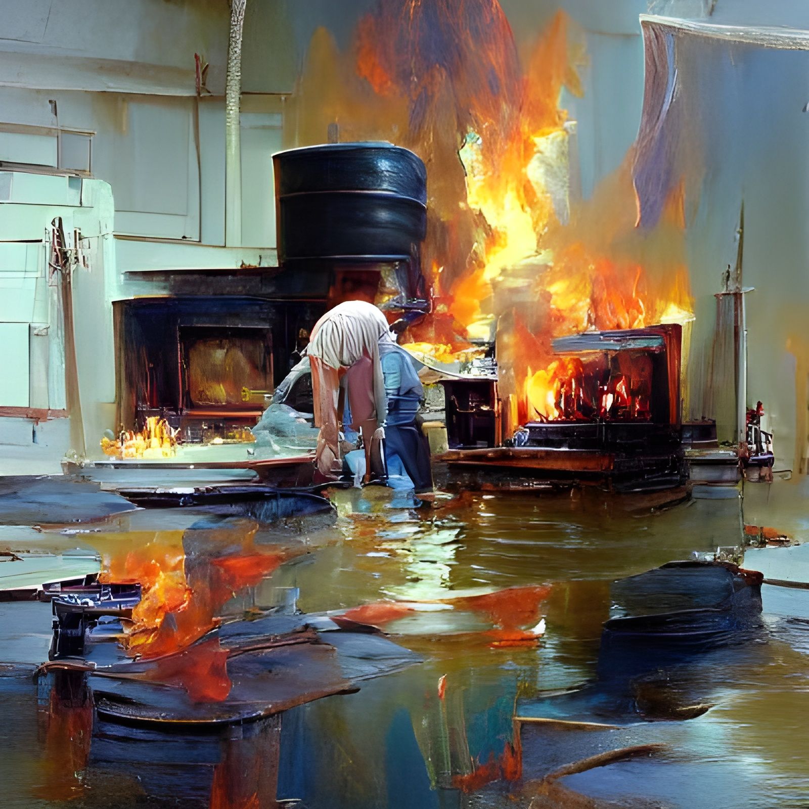 Gurney-Style Oil Painting: Fire and Hurry