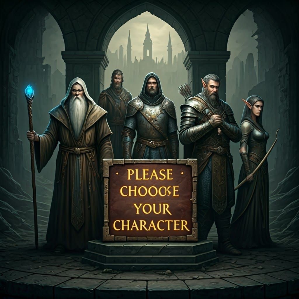 Heroic Characters in Medieval Fantasy Landscape