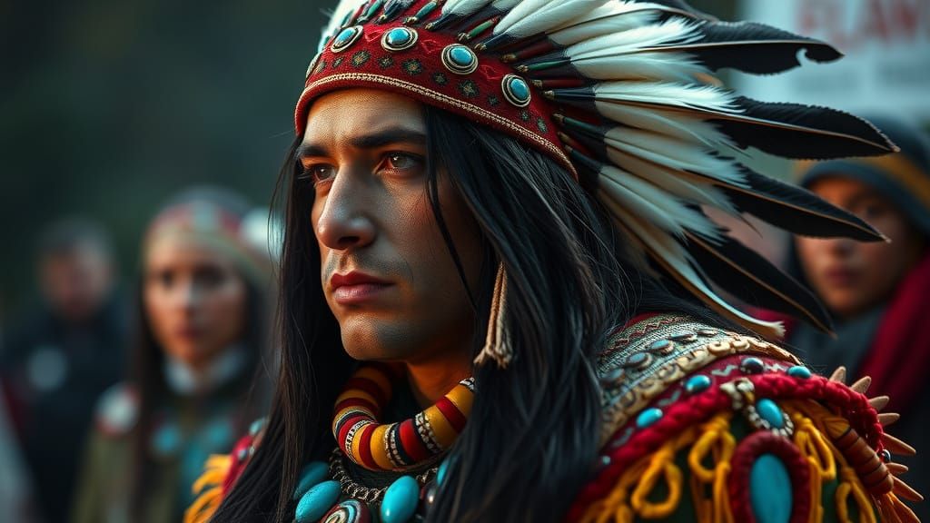 First Nations Chief in Hyperrealistic Cinematic Style