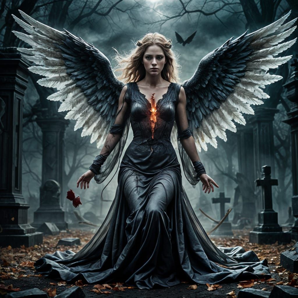 Ethereal Angel Rises from Graveyard in Dramatic, Haunting Sc...