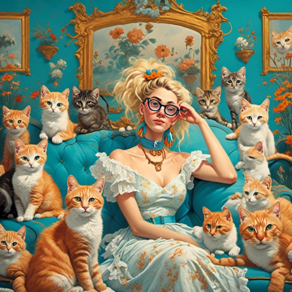 <lora:Cats-Unlimited:1.0> woman with cats