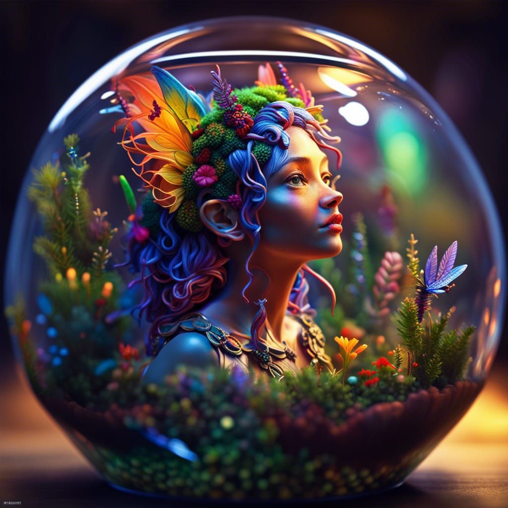 Mystical Faerie Folk in Detailed Terrarium