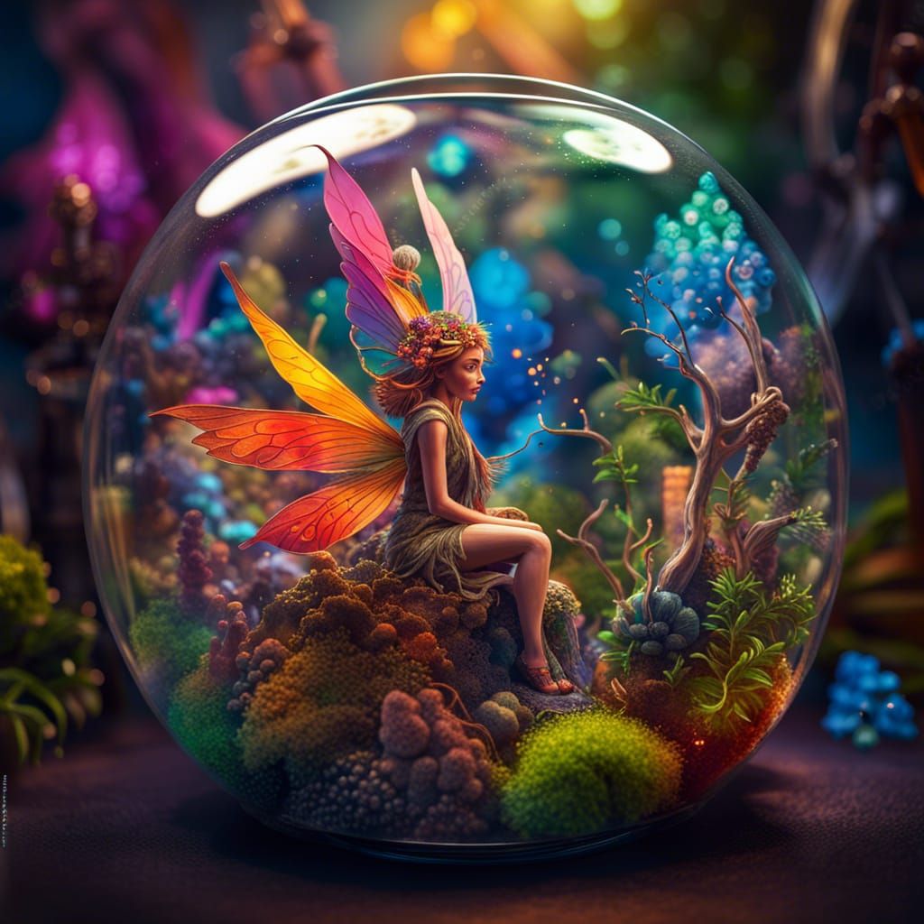 Mystical Faerie Folk in Vivid Terrarium